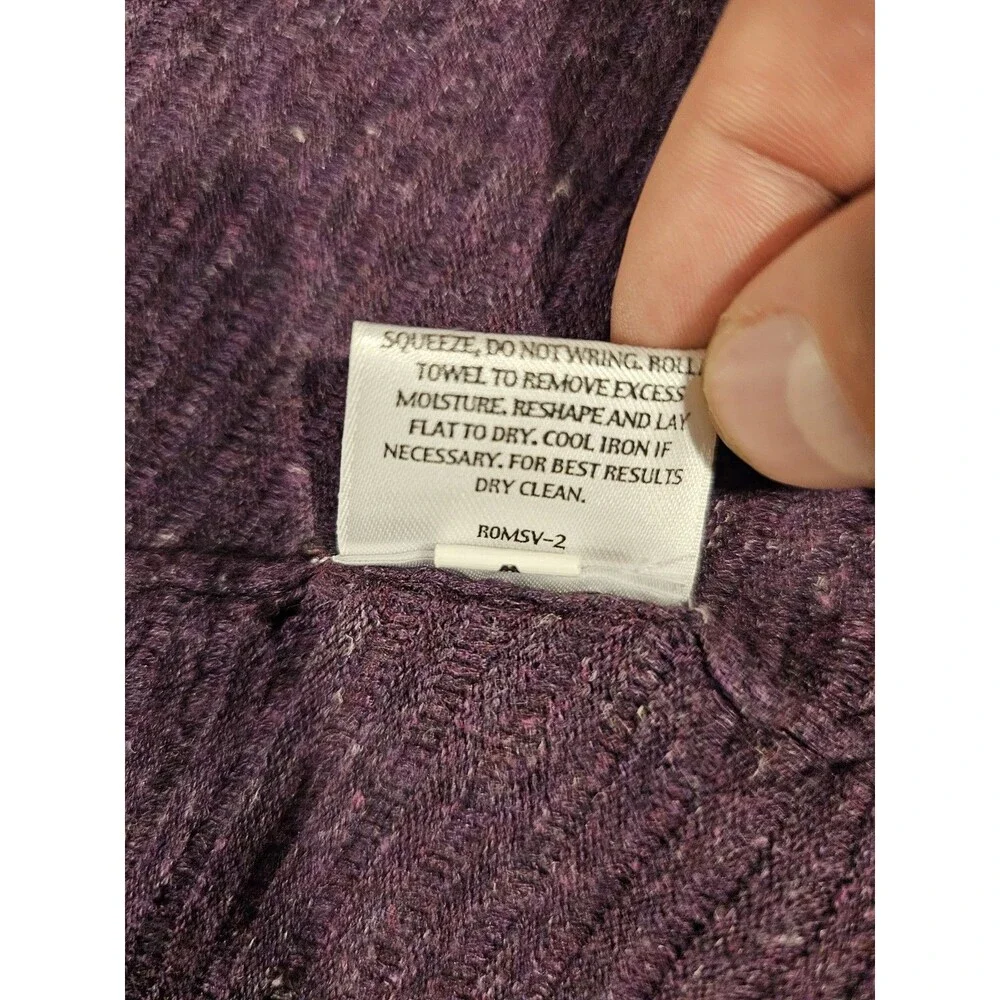 Eileen Fisher Sweater Cardigan Women's M Purple Long Sleeve Open Front - Picture 9 of 10